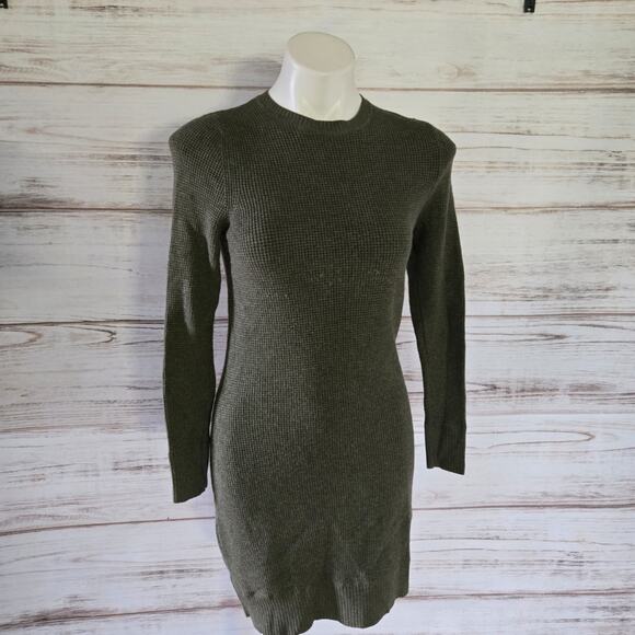 a new day Army Green Waffle Knit Sweater Dress sz Small - Picture 1 of 6